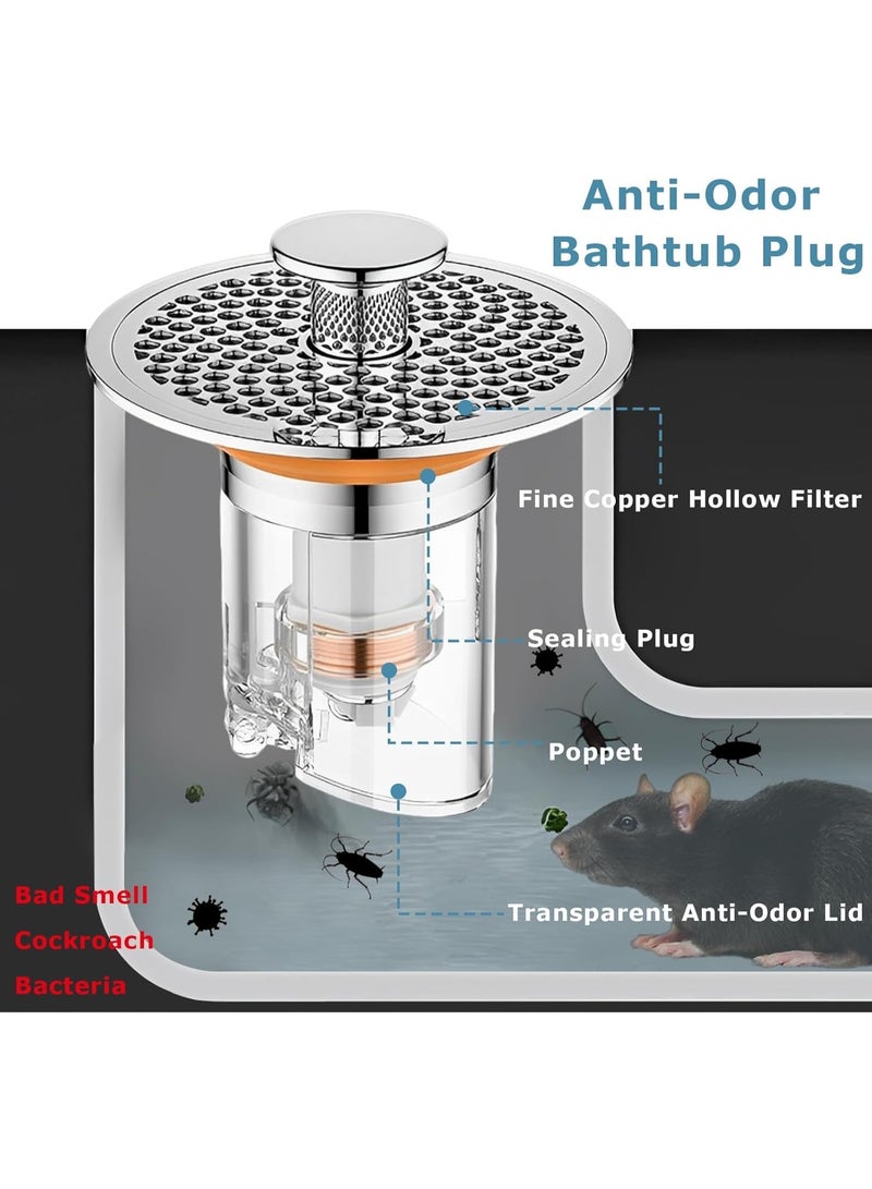 PINKSAMA Pop Up Sink Drain Strainer, Stainless Steel Basin Anti Odor Drain Filter with Brass Spring Core and Anti Clogging Filter Basket, Bathroom Sink Stopper for 1.30"-1.57" Basin Round Drain Holes, Silver - Image 3