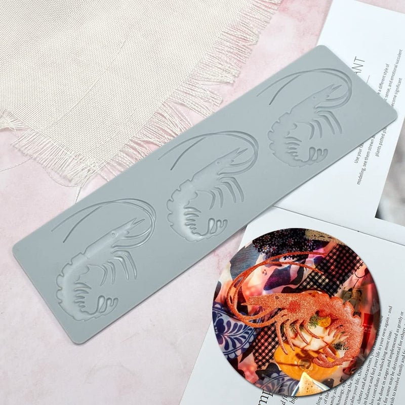 TUKE Lobster Shape Lace Silicone Mold Chocolate Candy 3D Hollow Fishbone Candy Mold Food Cooking Meals Decorations Fondant Mold Polymer Clay Molds (A_11.96x3.68x0.12inch) - Image 2