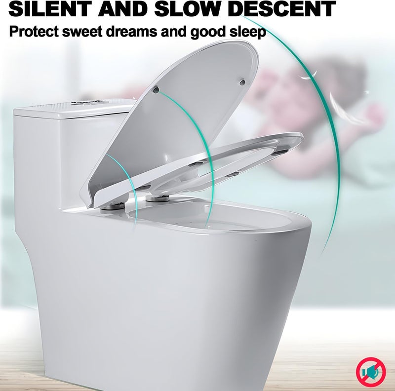 FOREENIU Toilet Seat,U Shape Toilet Seat with Adjustable Hinges,Toilet Lid Slow Close Quiet No Slam, Easy Installation & Release,Safe PP Material Easy Clean,Comfortable Ergonomic Design,White - Image 4