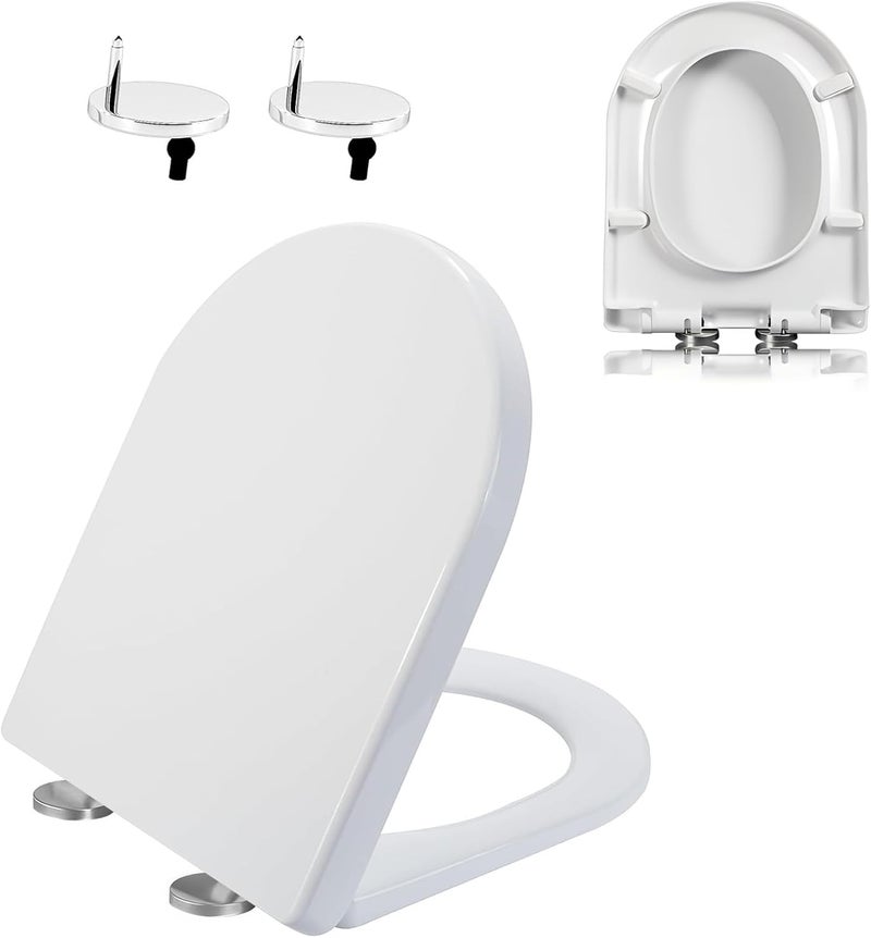 FOREENIU Toilet Seat,U Shape Toilet Seat with Adjustable Hinges,Toilet Lid Slow Close Quiet No Slam, Easy Installation & Release,Safe PP Material Easy Clean,Comfortable Ergonomic Design,White - Image 1