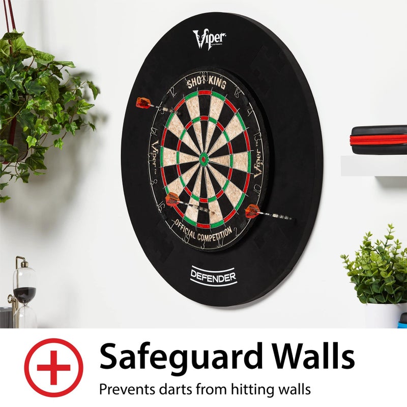 Viper Defender Dartboard Surround Reversable Wall Protector, Fits 17.75" and 18" Bristle Dartboards, Compression-Fit Tool-Free Easy Mounting, Black, Round, 28.25" Diameter x 1" Thick - Image 2
