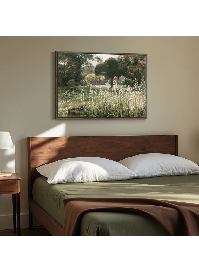 Cuspin Framed Canvas Wall Art Vintage Decor, Landscape Countryside Nature Scenery Artwork for Walls, Rustic Farmhouse Cottagecore French Country Painting Prints for Living Room Bedroom Bathroom - 24"x36" - Image 2