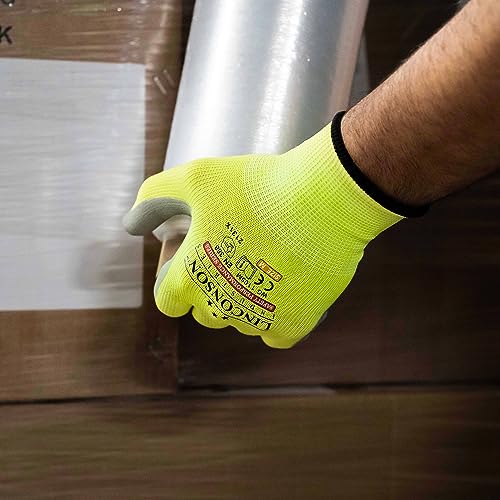 linconson 12 Pack Safety Performance Series Construction Mechanics Work Gloves (Green - Grey Palm, M (Pack of 12)) - Image 5