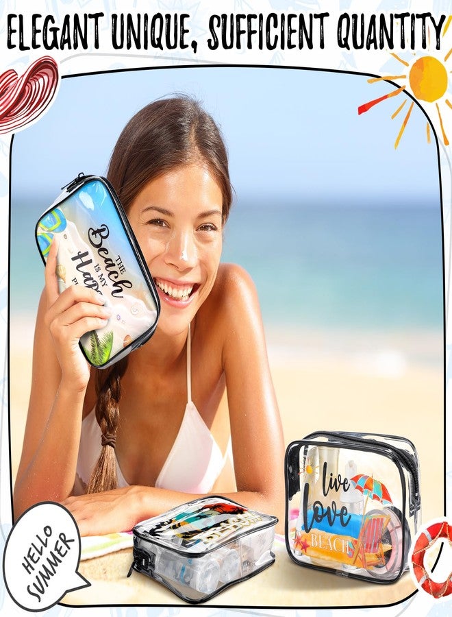 Kacctyen 10 Pcs Beach Clear Makeup Bags Gift for Women Clear Toiletry Bag Beach Cosmetic Bags Waterproof Travel Multifunction Pouch for Friend Sister Nurse Vacation Organization - Image 4