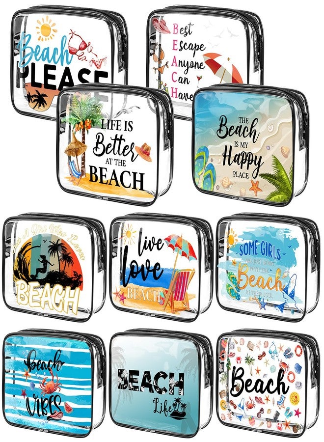 Kacctyen 10 Pcs Beach Clear Makeup Bags Gift for Women Clear Toiletry Bag Beach Cosmetic Bags Waterproof Travel Multifunction Pouch for Friend Sister Nurse Vacation Organization - Image 1