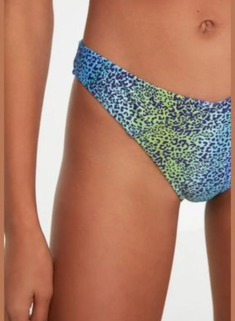 trendyol Colorful Leopard Pattern V-Cut Bikini BottomsTBESS22BA0086