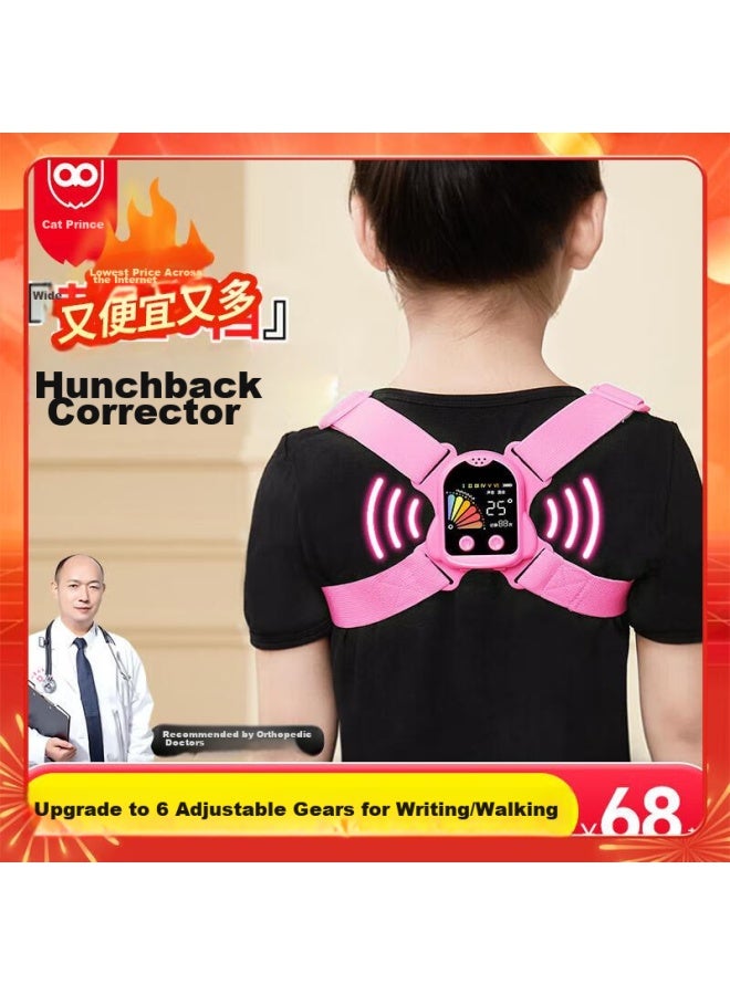 Cat Prince Maotaizi Children's Posture Corrector, Youth Hunchback Correction Brace, Sitting Posture Corrector, Anti-lowering Head, Spine Correction Device, Student Homework Back Reminder, Pink - Image 1