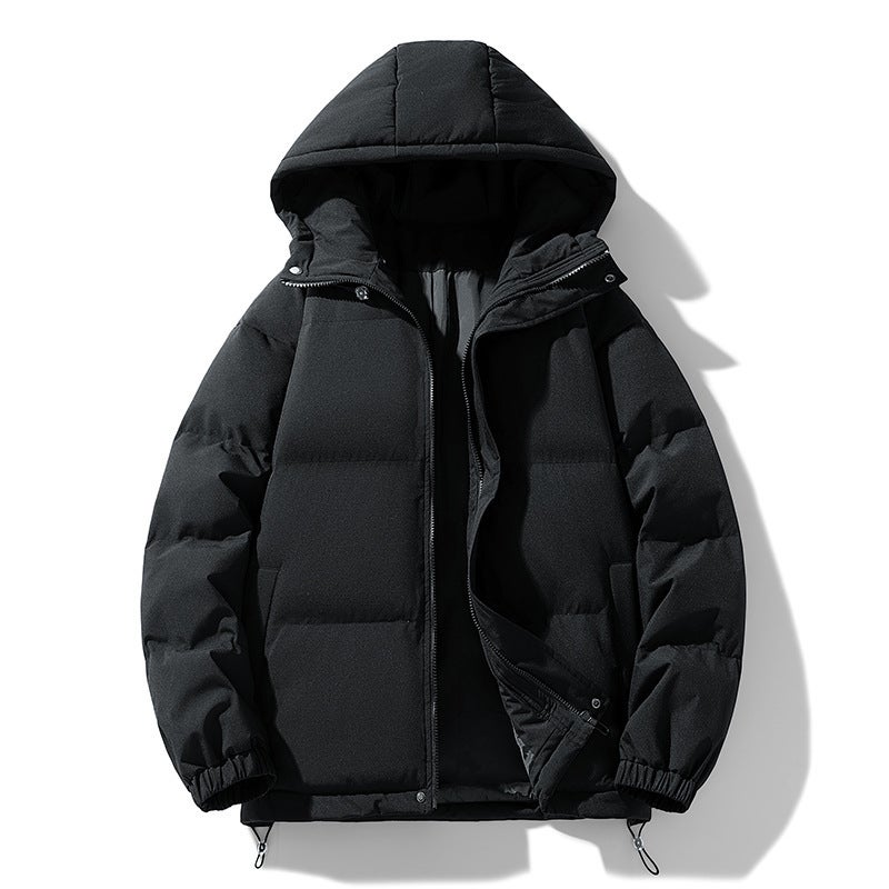 Cotton-Padded Jacket Men'S Solid Color Bread Clothing Hooded Warm Thick Casual Coat Men'S Couples Efficient Lock Warm Tide - Image 4