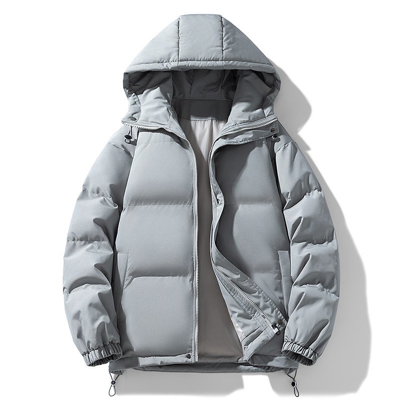 Cotton-Padded Jacket Men'S Solid Color Bread Clothing Hooded Warm Thick Casual Coat Men'S Couples Efficient Lock Warm Tide - Image 5