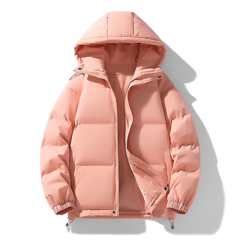 Cotton-Padded Jacket Men'S Solid Color Bread Clothing Hooded Warm Thick Casual Coat Men'S Couples Efficient Lock Warm Tide - Image 1