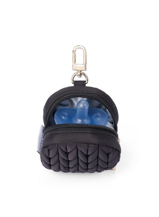 SEWBOO Pacifier Holder Case with Clip and Pouch Cover, Pacifier CharmPod with Clasp for Mom Bag (Black) - Image 2