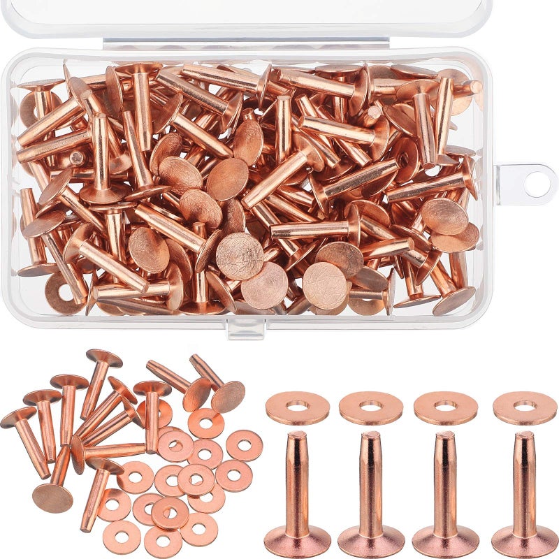 Ripeng Ripeng Copper Rivets and Burrs Washers Leather Copper Rivet Fastener for Belts Wallets Collars Leather DIY Craft Supplies200 Sets34 Inch Size 9 