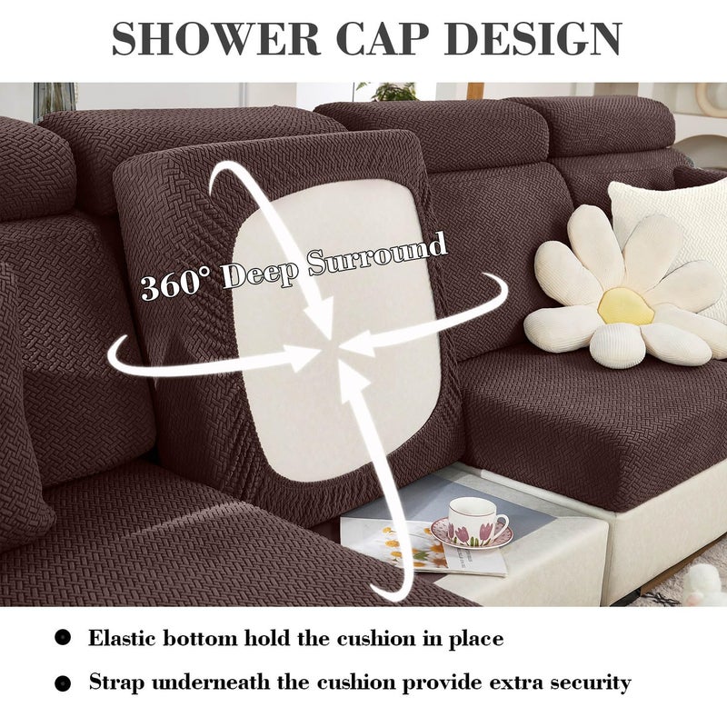 Disayu Sofa Covers Couch Covers for Sofa Pet Friendly Couch Cushion Covers Universal Sofa Covers Washable Stretch Slipcovers for Sectional Sofa (Texture Brown, Large Single Seat Cover) - Image 4