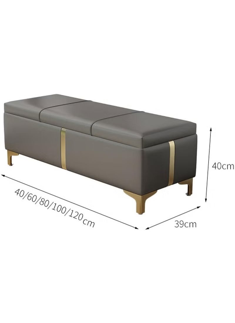 Generic Storage Ottoman Bench Upholstered Ottoman with Storage Rectangular Bedroom Bench for Living Room Bedroom Entryway  - Image 2