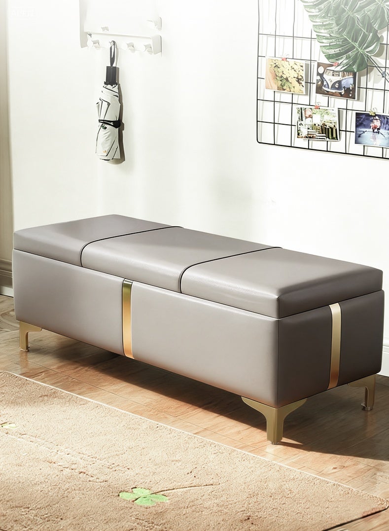 Storage Ottoman Bench Upholstered Ottoman with Storage Rectangular Bedroom Bench for Living Room Bedroom Entryway - Image 1