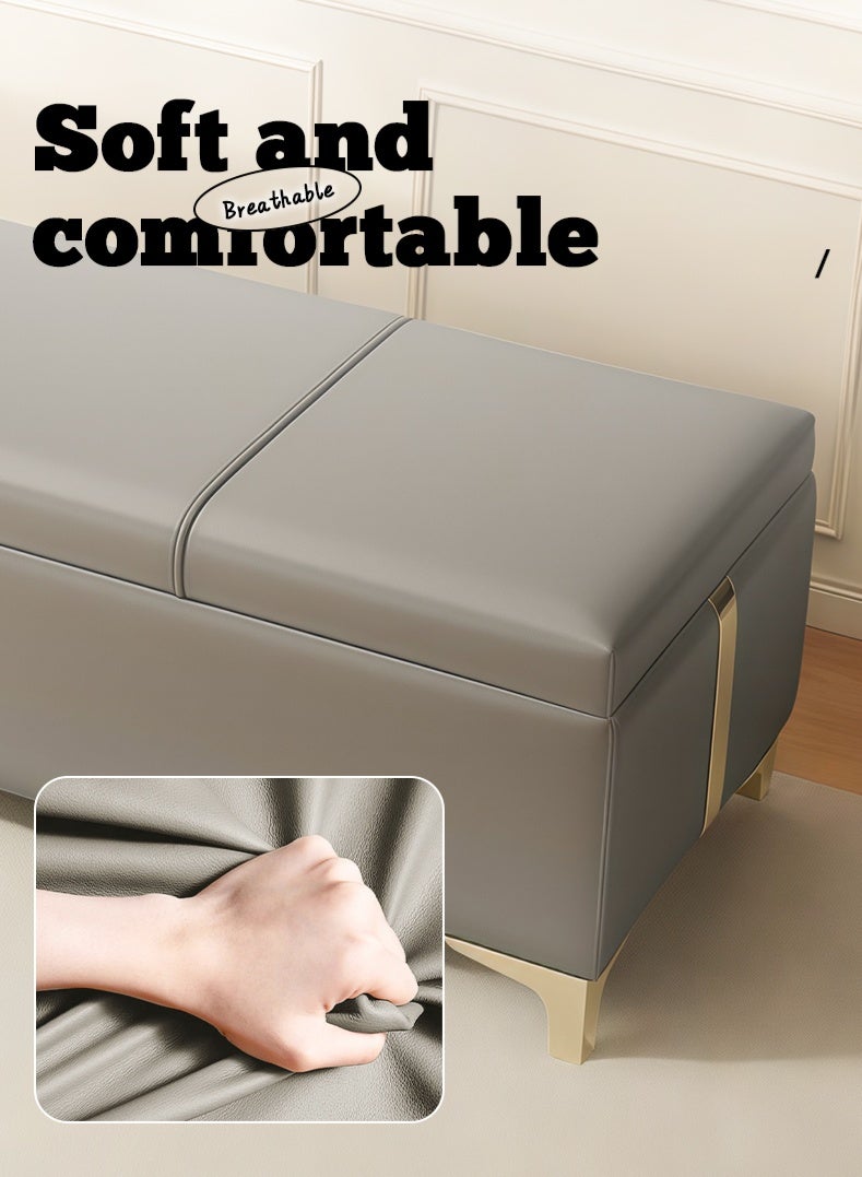 Storage Ottoman Bench Upholstered Ottoman with Storage Rectangular Bedroom Bench for Living Room Bedroom Entryway - Image 3