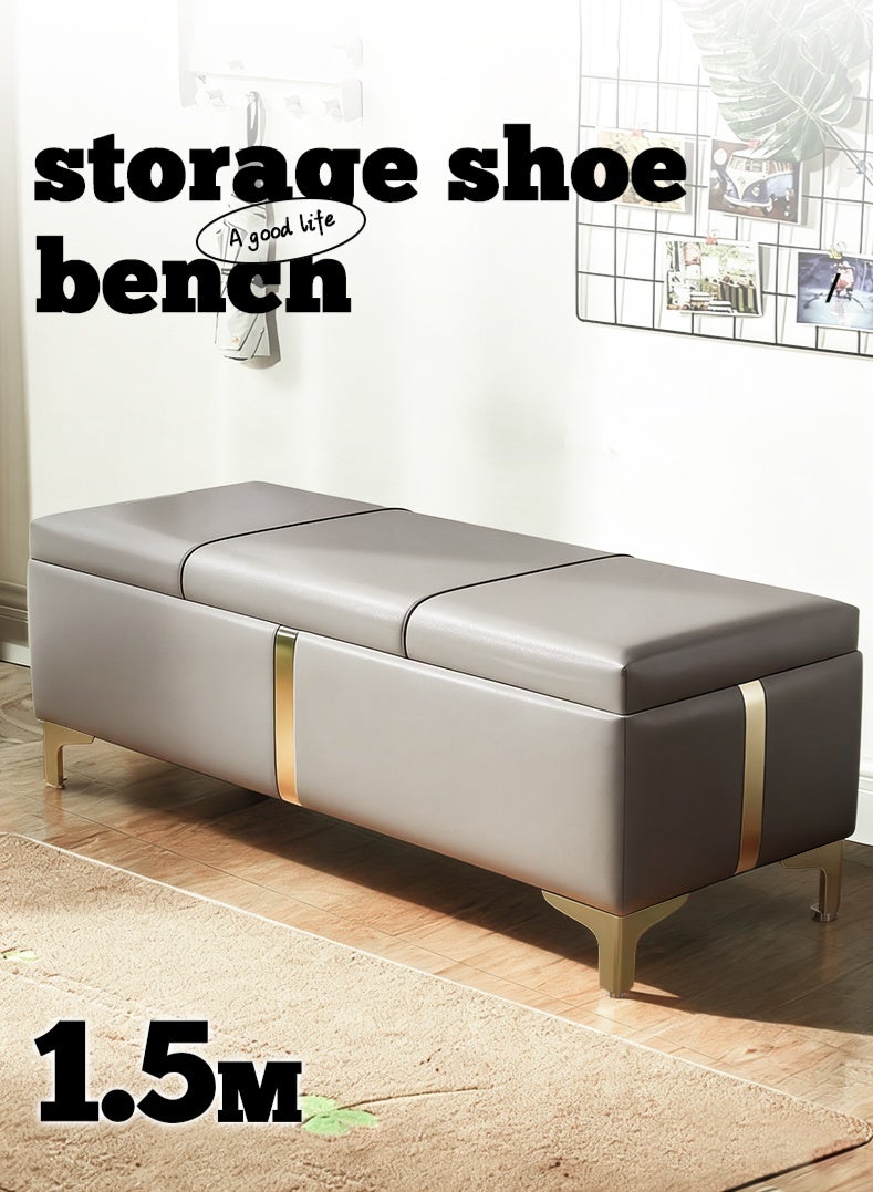 Storage Ottoman Bench Upholstered Ottoman with Storage Rectangular Bedroom Bench for Living Room Bedroom Entryway - Image 5