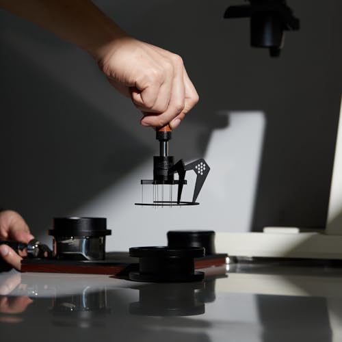 MUVNA 51MM Espresso WDT Distribution Tool, 10 Needles Coffee Stirrer Distributor, Rotary Espresso Stirrer with Dosing Funnel & Aluminum Alloy Brush Stand & Wooden Handle - Image 5