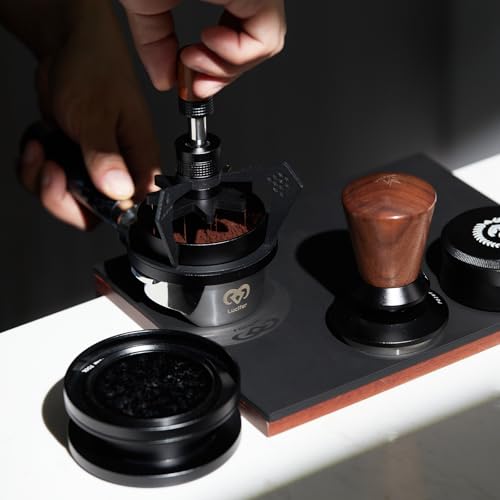 MUVNA 51MM Espresso WDT Distribution Tool, 10 Needles Coffee Stirrer Distributor, Rotary Espresso Stirrer with Dosing Funnel & Aluminum Alloy Brush Stand & Wooden Handle - Image 4