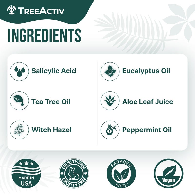 TreeActiv Body Acne Spray 4 fl oz, 2% Salicylic Acid Spray, Back Acne Spray, Tea Tree Oil Spray with Aloe Vera, Body Acne Spray, Back Acne Solution,1000+ Uses - Image 5