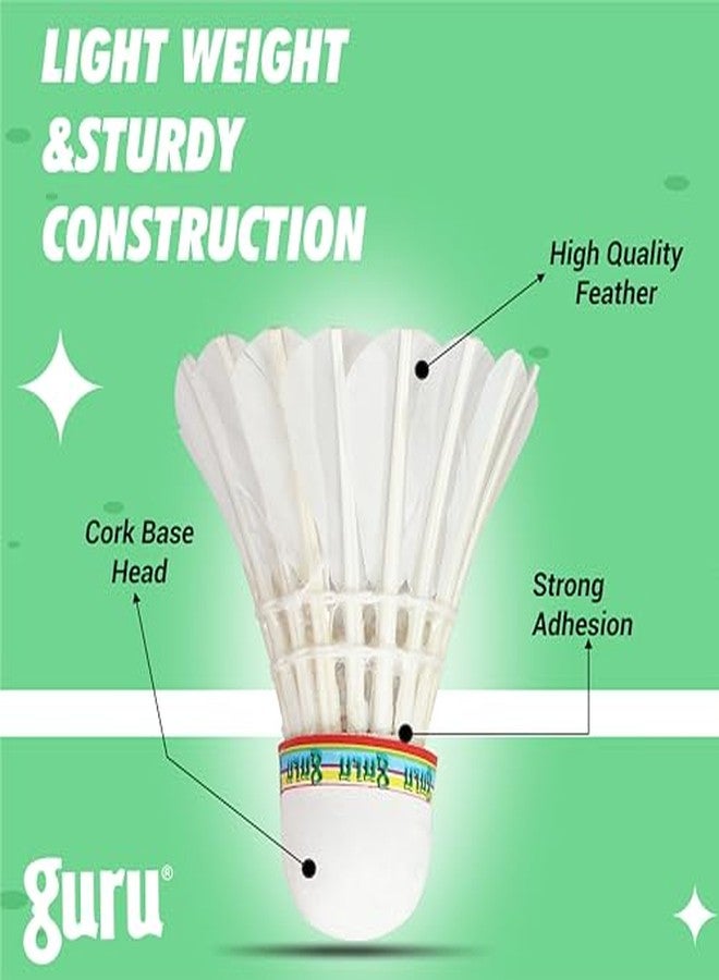 GURU Feather Badminton Shuttlecocks Pack of 10 Pieces, High Speed Training Badminton Shuttlecock with Great Stability - Image 3