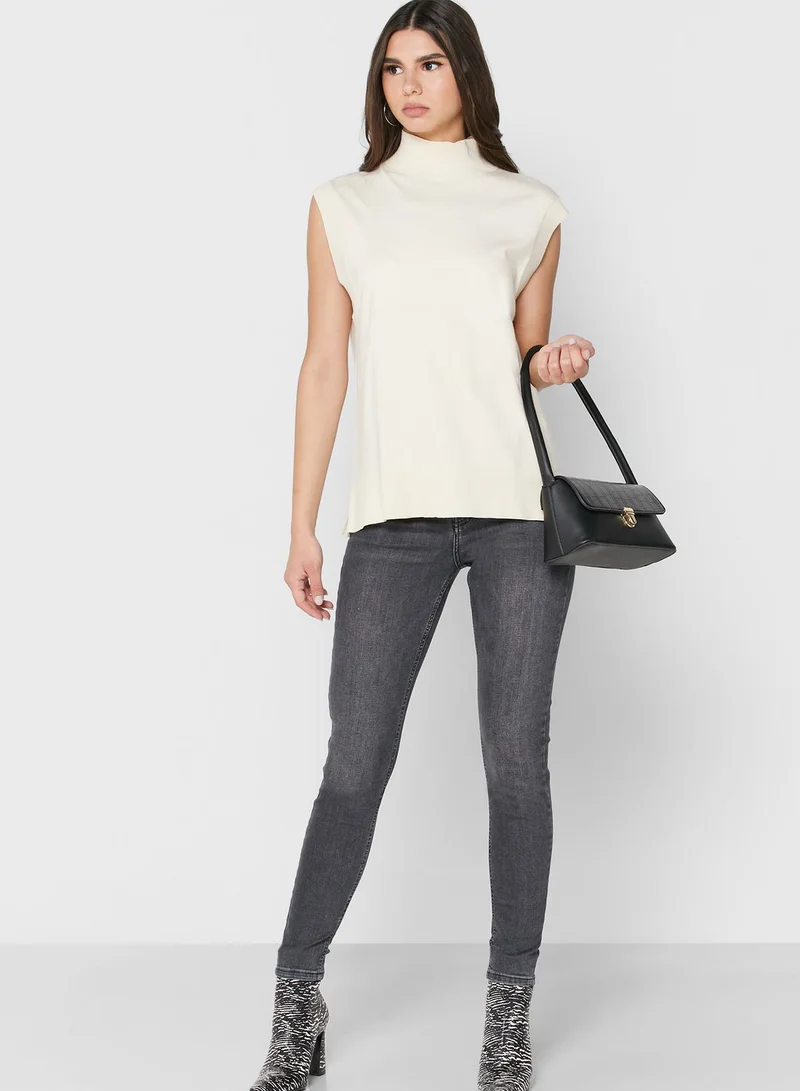 ALIGNE High Neck Ruffle Detail Top