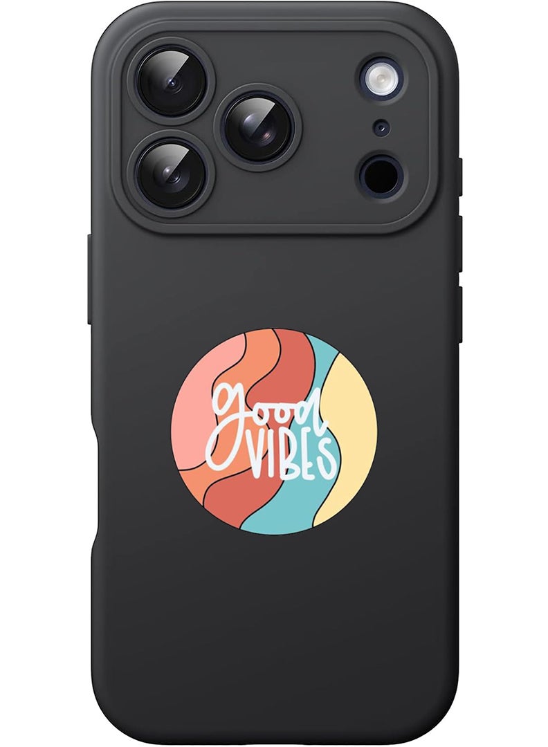 Theodor Protective Slim Fit Case Liquid Silicone Cover with Full Body Protection Anti-Scratch Shockproof Case For Apple iPhone 17 Pro (Black) Good vibes (2) - Image 1