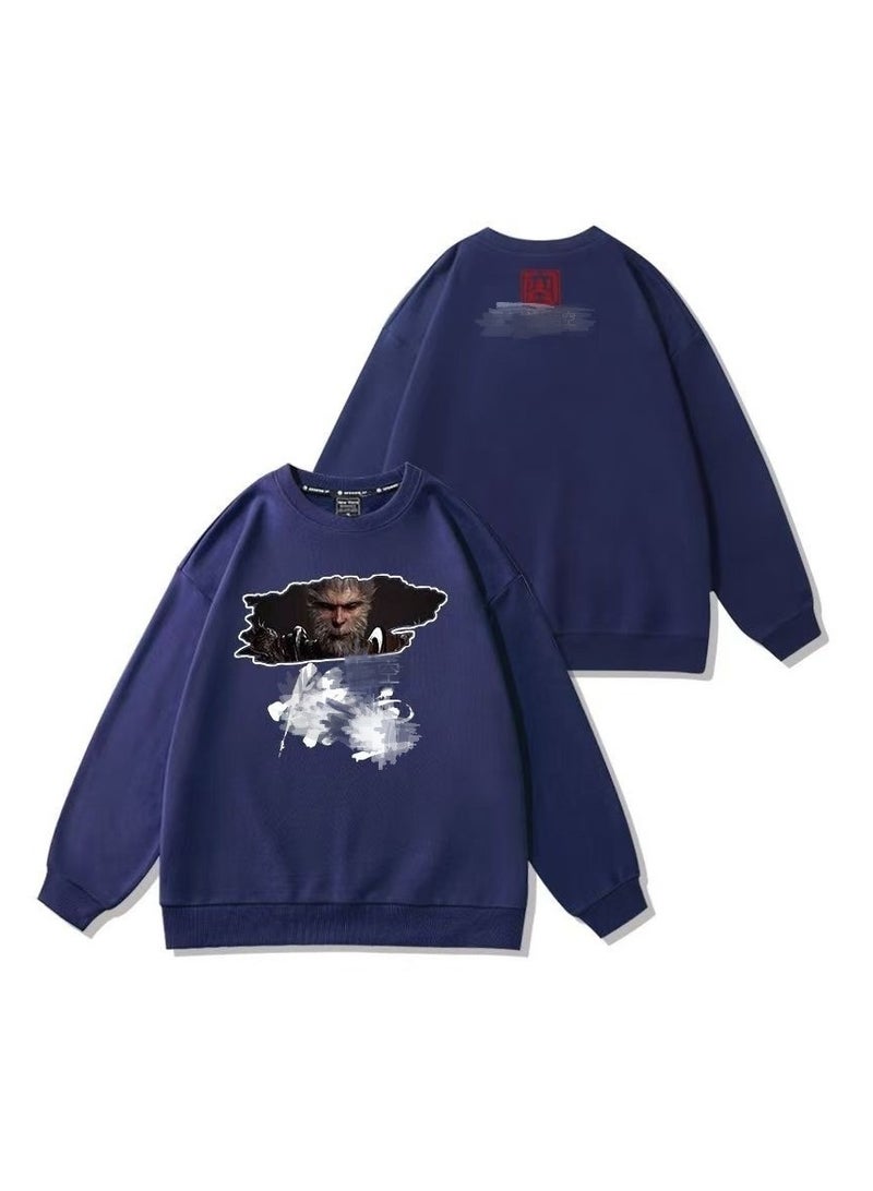 MQD Black Mythical Loose Round Neck Hoodie 