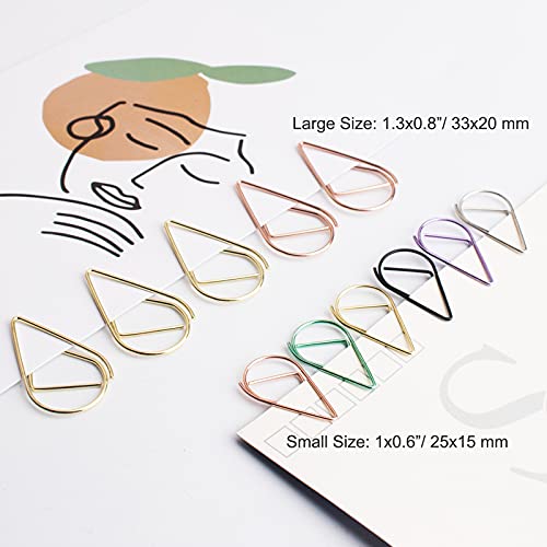 KOOTIKO Multicolor Cute Paper Clips Assorted Sizes Smooth Stainless Steel Drop-Shaped Paperclips Large and Small for Office Supplies Wedding Women Girls Kids Students, 300 Pack - Image 3