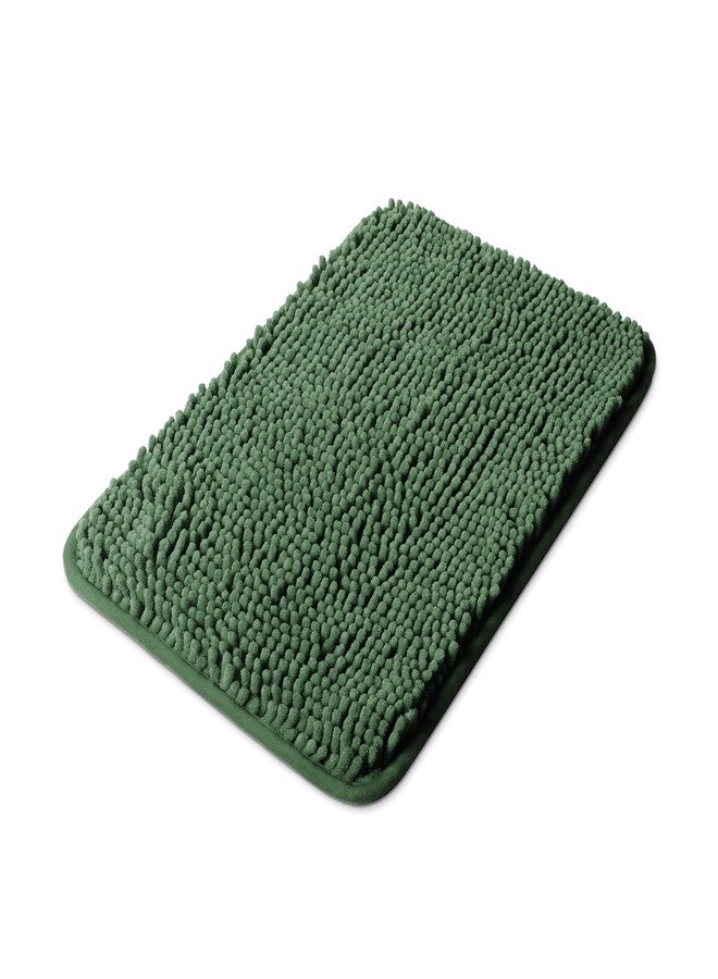 Yeaban Small Bathroom Rugs 12"x18" - Chenille Bath Mats | Absorbent and Washable Bath Rug Non-Slip, Plush and Soft Rugs for Bathroom, Shower(Dark Green) - Image 1