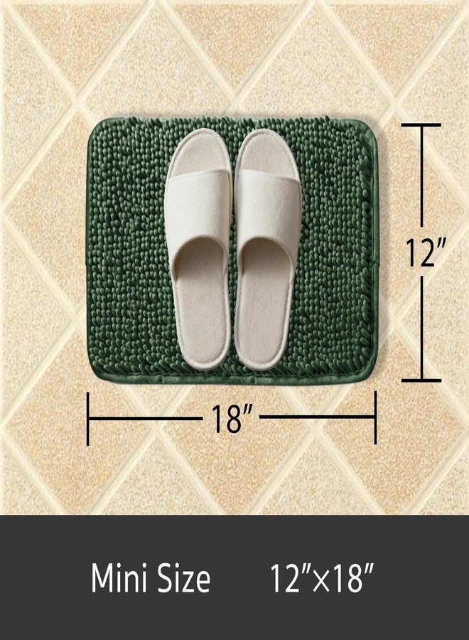 Yeaban Small Bathroom Rugs 12"x18" - Chenille Bath Mats | Absorbent and Washable Bath Rug Non-Slip, Plush and Soft Rugs for Bathroom, Shower(Dark Green) - Image 2