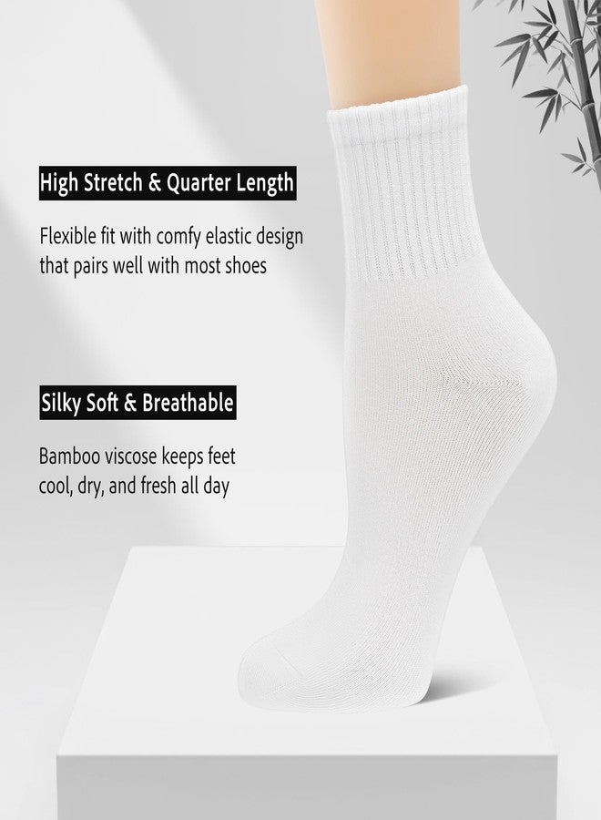 SERISIMPLE جوارب نسائية قصيرة من الفسكوز والخيزران من SERISIMPLE، ناعمة فوق الكاحل، جوارب كاجوال مريحة بلون موحد، 5 أزواج (مقاسات أمريكية، ألفا، متوسط، عادي، عادي، أبيض) - Image 2