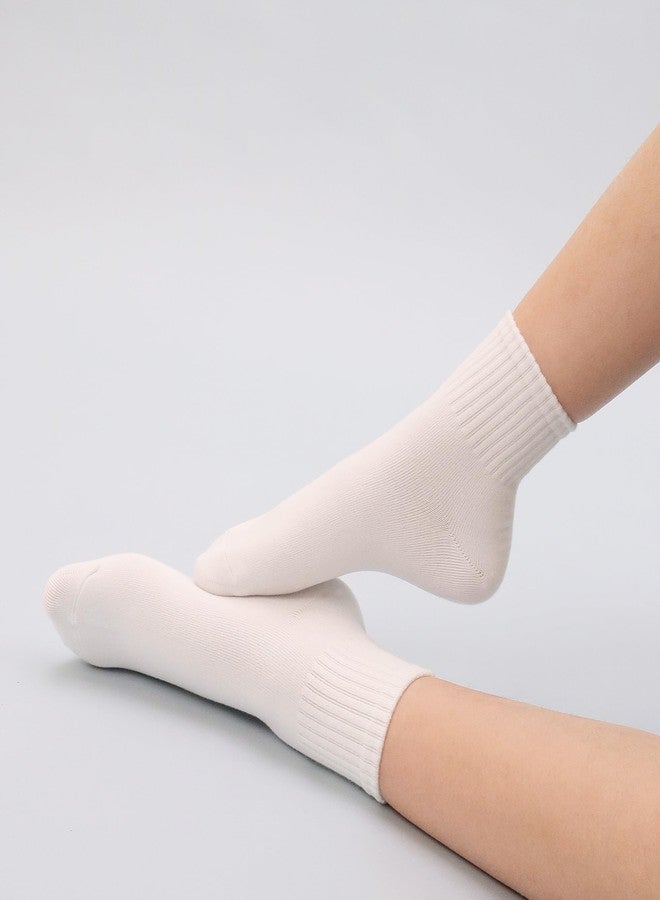 SERISIMPLE جوارب نسائية قصيرة من الفسكوز والخيزران من SERISIMPLE، ناعمة فوق الكاحل، جوارب كاجوال مريحة بلون موحد، 5 أزواج (مقاسات أمريكية، ألفا، متوسط، عادي، عادي، أبيض) - Image 5