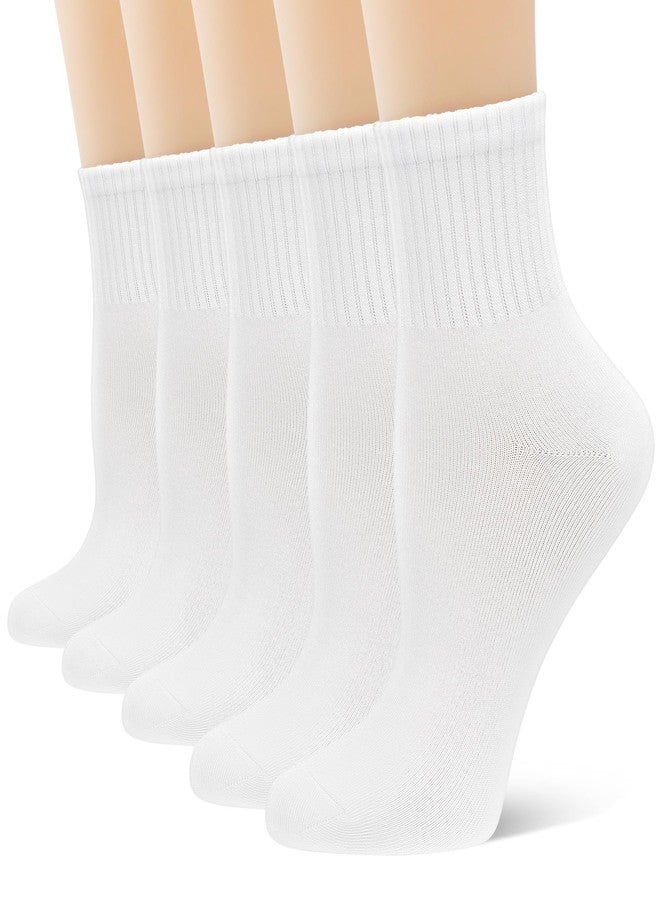 SERISIMPLE جوارب نسائية قصيرة من الفسكوز والخيزران من SERISIMPLE، ناعمة فوق الكاحل، جوارب كاجوال مريحة بلون موحد، 5 أزواج (مقاسات أمريكية، ألفا، متوسط، عادي، عادي، أبيض) - Image 1