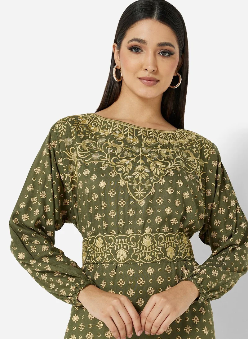 HANA & SARA GOLD BLOCK PRINT MOROCAN BELT KAFTAN JALABIYA