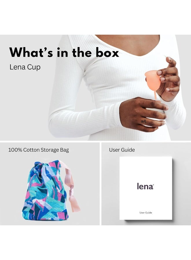 Lena كوب لينا للحيض الأصلي كبير بنفسجي قابل لإعادة الاستخدام من السيليكون لكميات الحيض الغزيرة حماية خالية من التسرب لمدة 12 ساعة تصميم ناعم ومريح وسهل الاستخدام للمبتدئين - Image 2