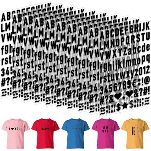 Huimdery 1070Pcs Iron on Letters 10 Sheets 1 Inch Iron on Letters and Numbers for Clothing Small Vinyl Letters A-Z Heat Transfer Letters 0-9 Heat Press Alphabet Stickers for T-Shirt Fabric DIY Craft (Black) - Image 1