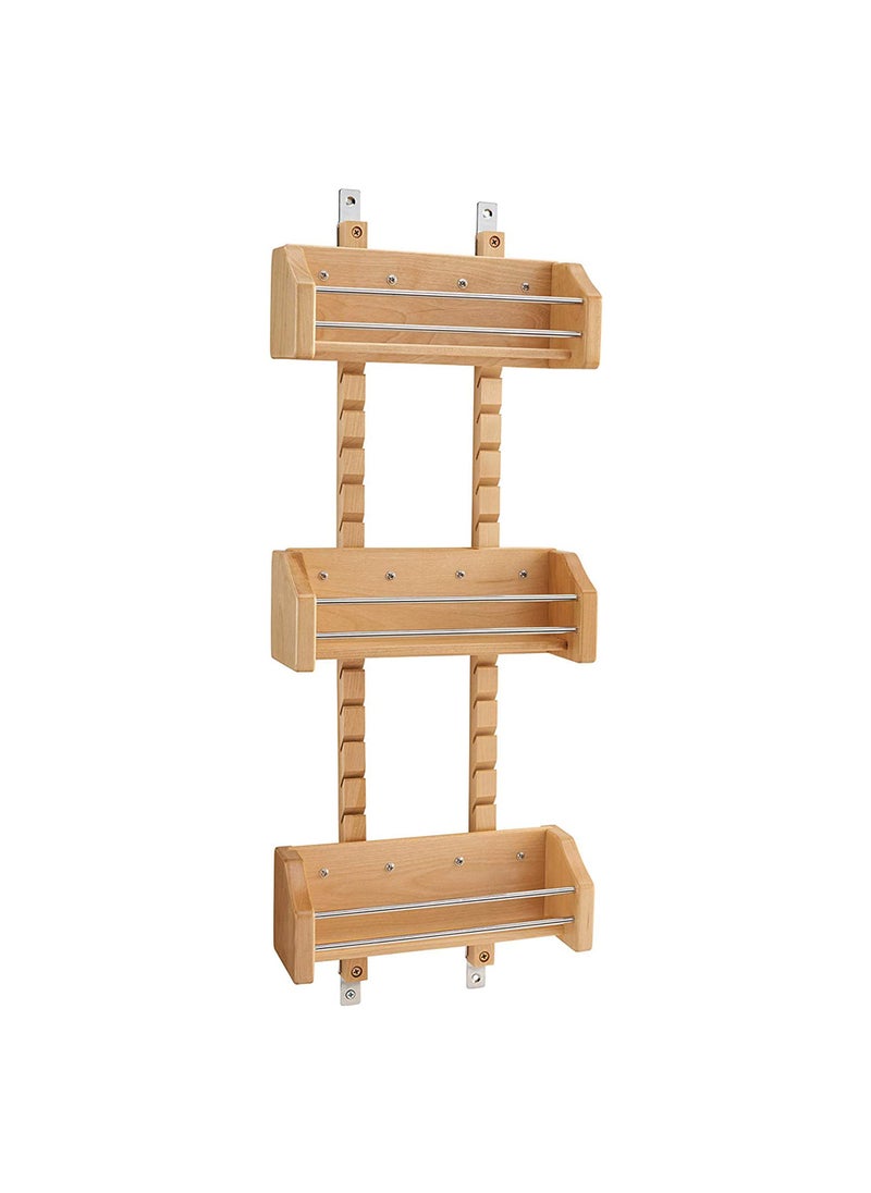 Rev-A-Shelf RevAShelf Pullout Wall Storage Organizer for Kitchen Cabinets Sliding Door Mounted Spice Rack with 3 Adjustable Shelves Maple Wood 4ASR15 
