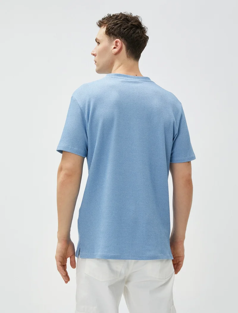كوتون Slim Fit T-Shirt Short Sleeve Crew Neck Textured