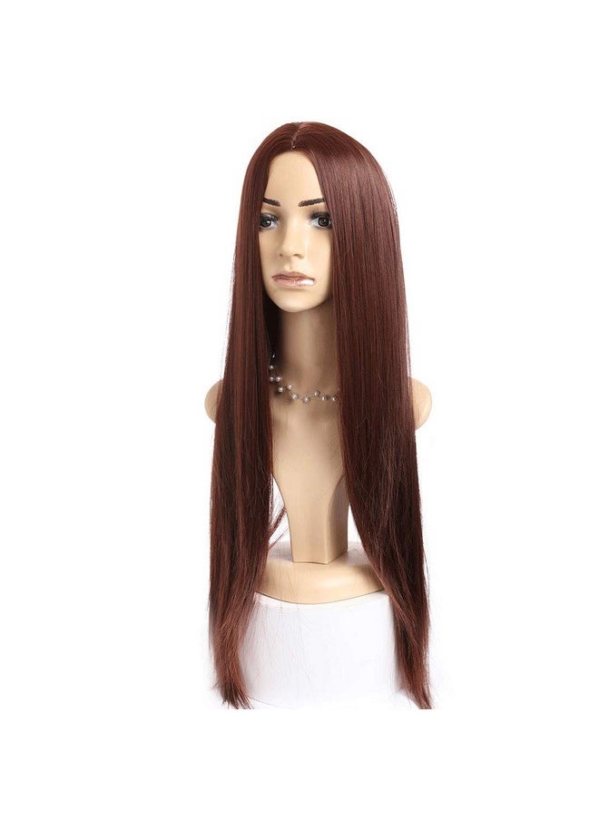 Soraka Hair Long Straight Dark Brown Wig For Women Synthetic Middle Part Wig Natural Wig For Daily Use Heat Resistant Fiber  - Image 3