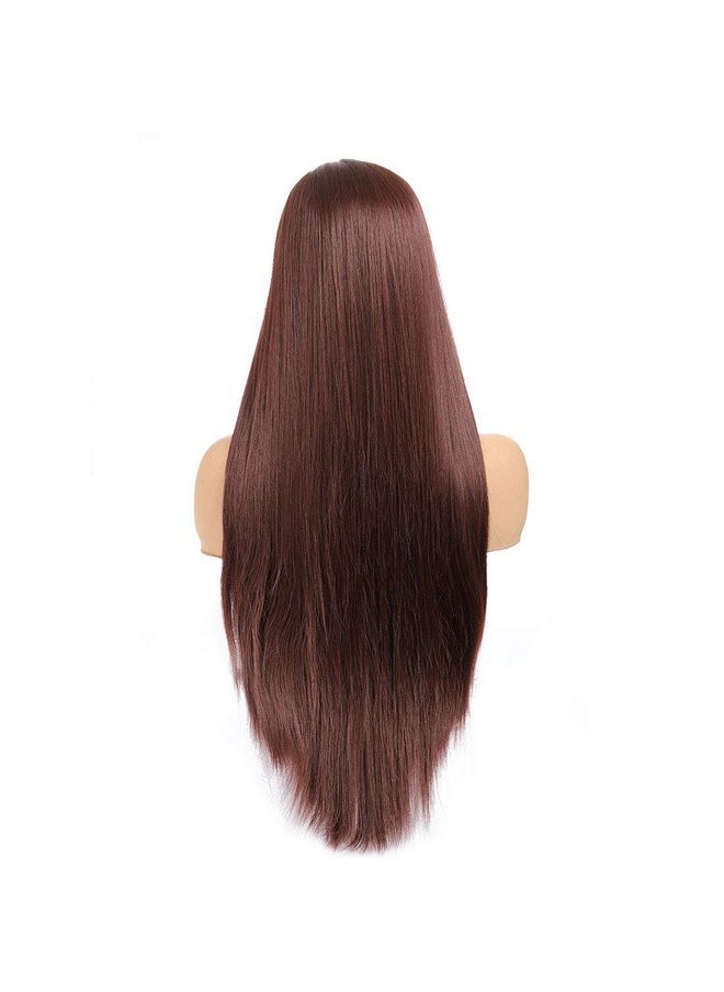 Soraka Hair Long Straight Dark Brown Wig For Women Synthetic Middle Part Wig Natural Wig For Daily Use Heat Resistant Fiber  - Image 5
