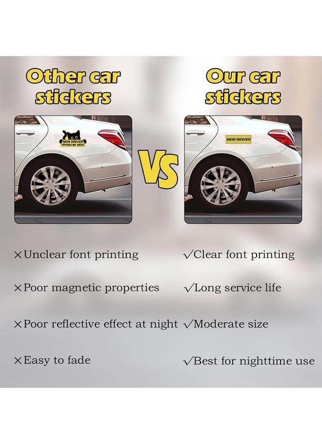 3PCS Cat Pattern Car Warning Magnets Funny New Driver Safety Sign - Image 3
