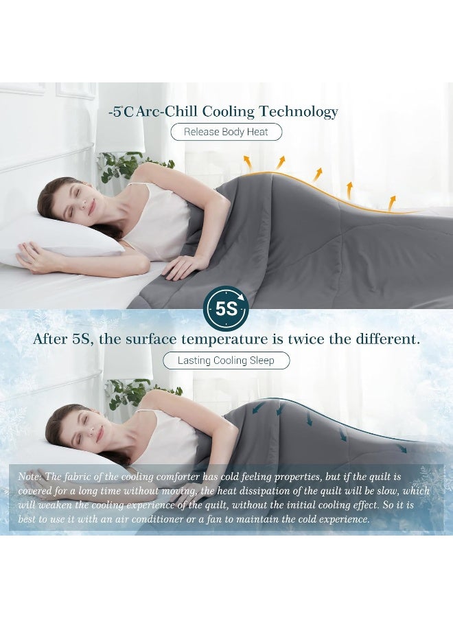 Elegear Revolutionary Cooling Comforter Queen Absorb Body Heat to Keep Cool, Cooling Blanket for Hot Sleepers Japanese Arc-Chill 3.0 Cool Tech Fabric Summer Comforter Hypo-Allergenic Cool Quilt - Gray - Image 2