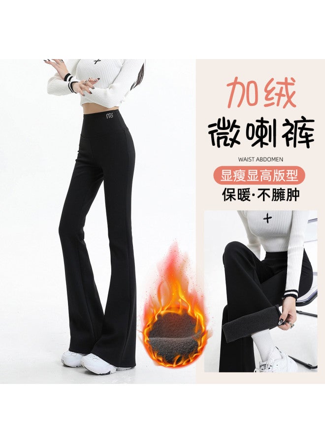 Modal High-Waist Shark Pants, Slim And Fashionable, Fleece-Lined, Wearable As Outerwear, Versatile, Slimming, Flare Pants, Casual Leggings, Women'S Trousers - Image 3