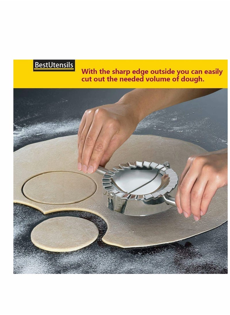 SYOSI - Dumpling Maker, Ravioli Cutter Set of 2 Stainless Steel Maulettes Shaper, Ravioli Maker, Dumpling Maker Mould, Dumpling Maker Set, Dumplings Shaper (Small+Large) - Image 1