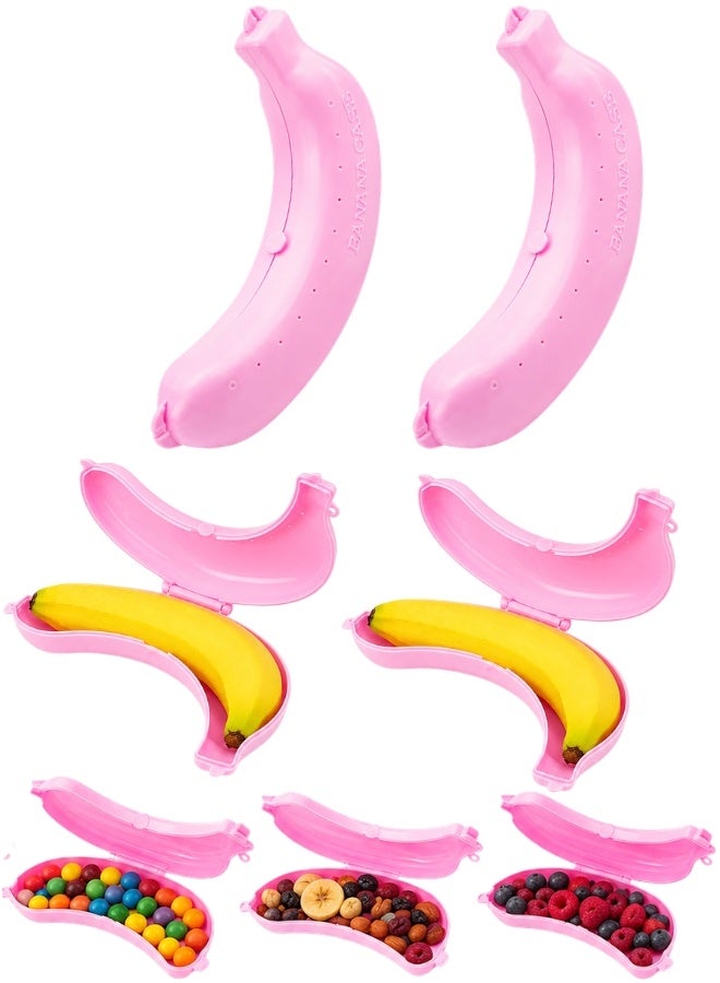 Portable Banana Shaped Food Storage Case – BPA-Free Reusable Banana Keeper with Ventilation Holes & Secure Lock, Snack Container for Bananas, Nuts, Dried Fruits, Berries, Candy, Chocolate & Lunch Box Snacks, Travel Food Storage Organizer for School, Office, Camping, Picnic & Outdoor Activities – Pack of 4 - Image 1