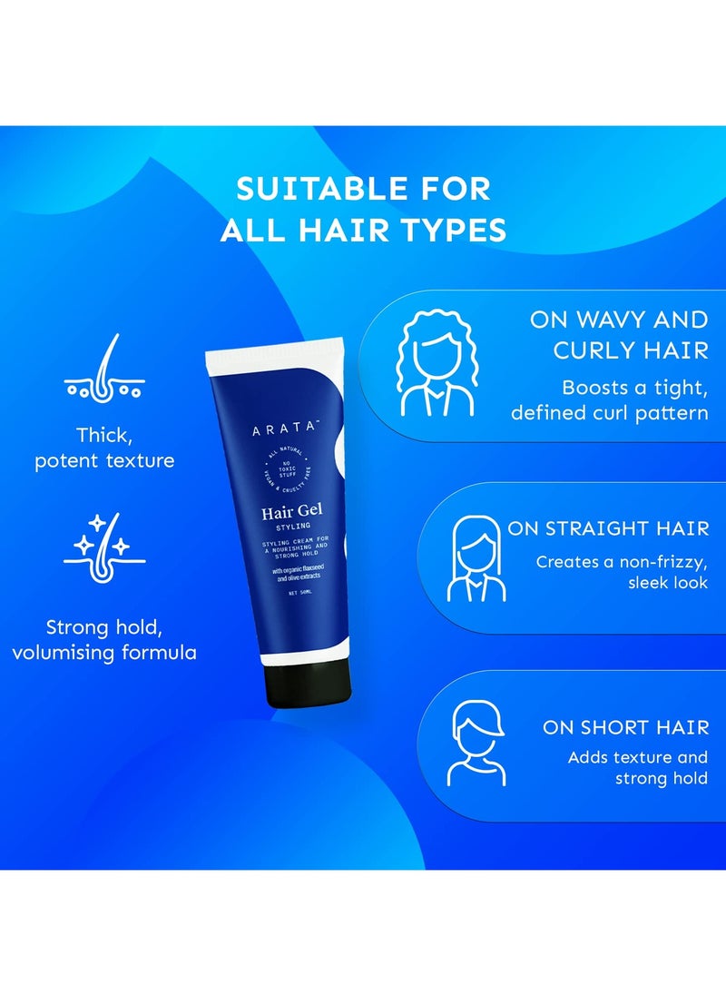 Arata Styling Hair Gel (50 ML) For All Hair Types Tames Flyaways Adds Strong Hold And Definition Creates Slicked-Back Looks Adds Texture and Control