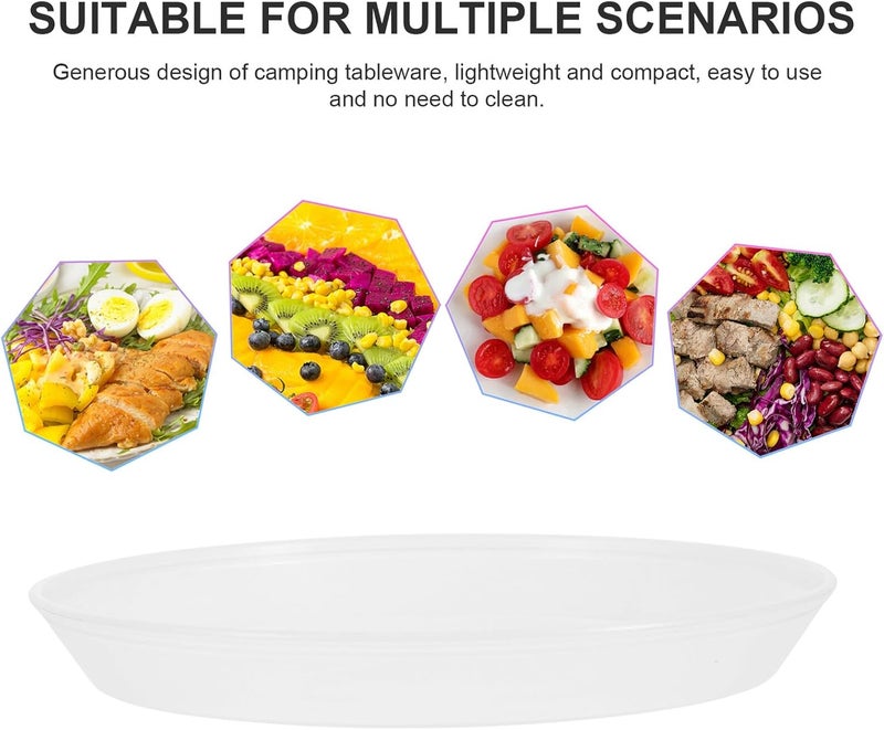 Portable Plastic Plate Set 5pcs White Pp Plates Stackable Eco-friendly Outdoor Camping Barbecue Serving Dishes Party Supplies - Image 3
