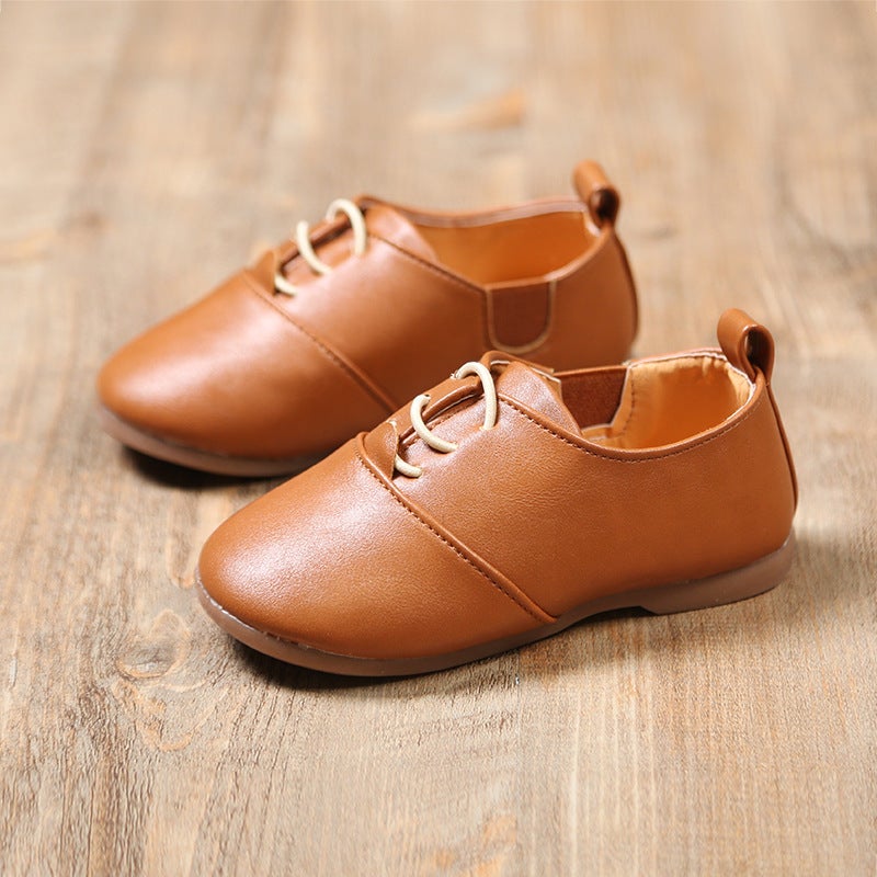 2018 Solid Color Children''s Loafers British Style Boys'' Leather Shoes Girls'' Baby Walking Shoes for Toddlers Wholesale - Image 3