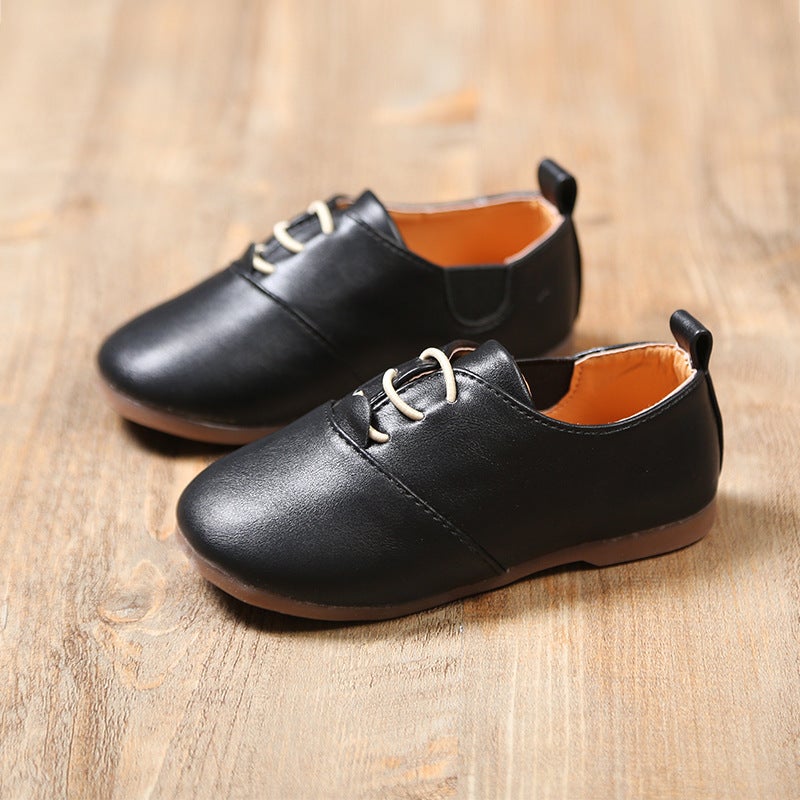 2018 Solid Color Children''s Loafers British Style Boys'' Leather Shoes Girls'' Baby Walking Shoes for Toddlers Wholesale - Image 1